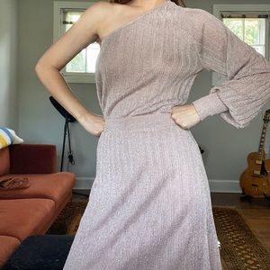 Baby pink shimmery zara one shoulder dress